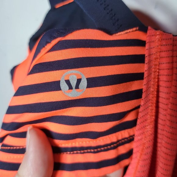 Lululemon Womens Orange and Blue Striped Run Back On Track Tank Top Size 6 - Picture 4 of 9